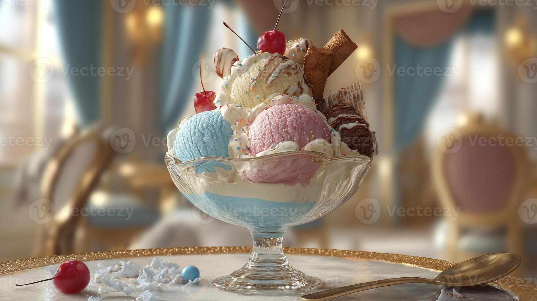 Creamy dessert layers photo with vibrant topping