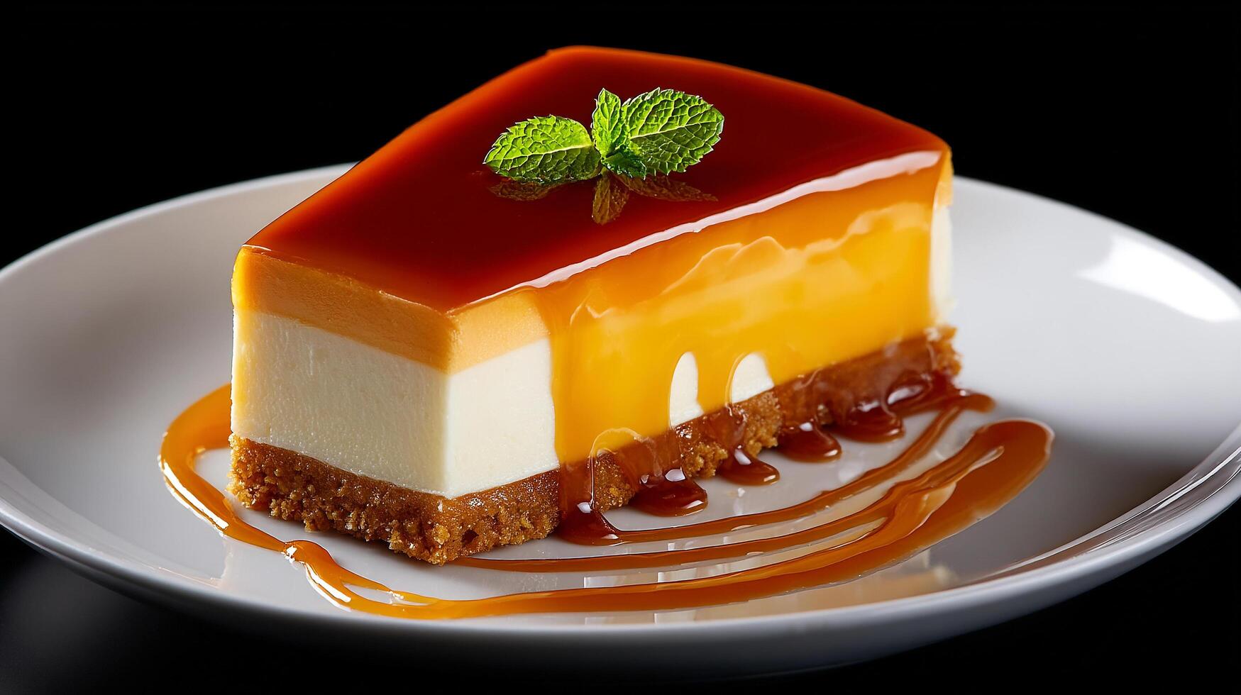 Bright natural light photo of a delicious cake with creamy layers