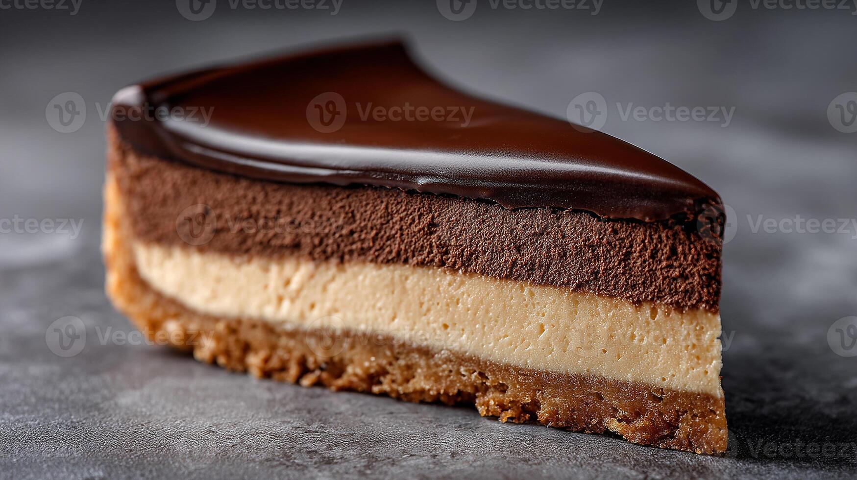 Closeup food photography of sweet slice cake piece photo