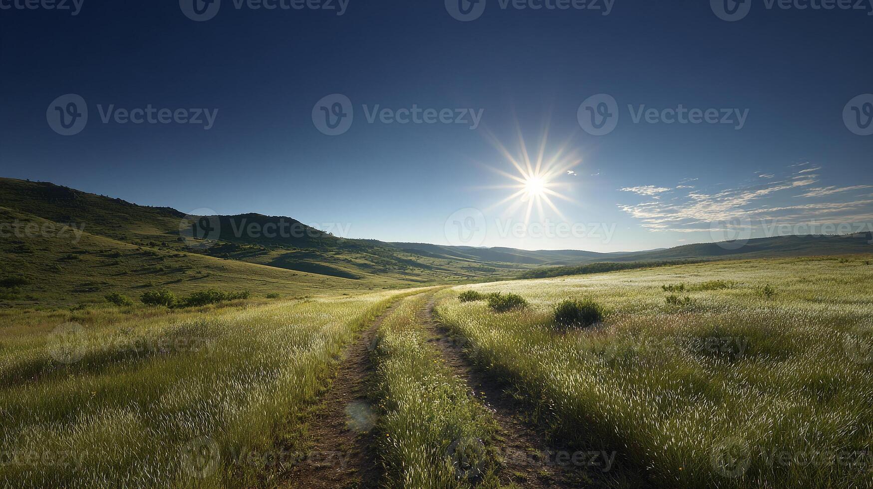 Clear blue sky-over vibrant summer landscape photo