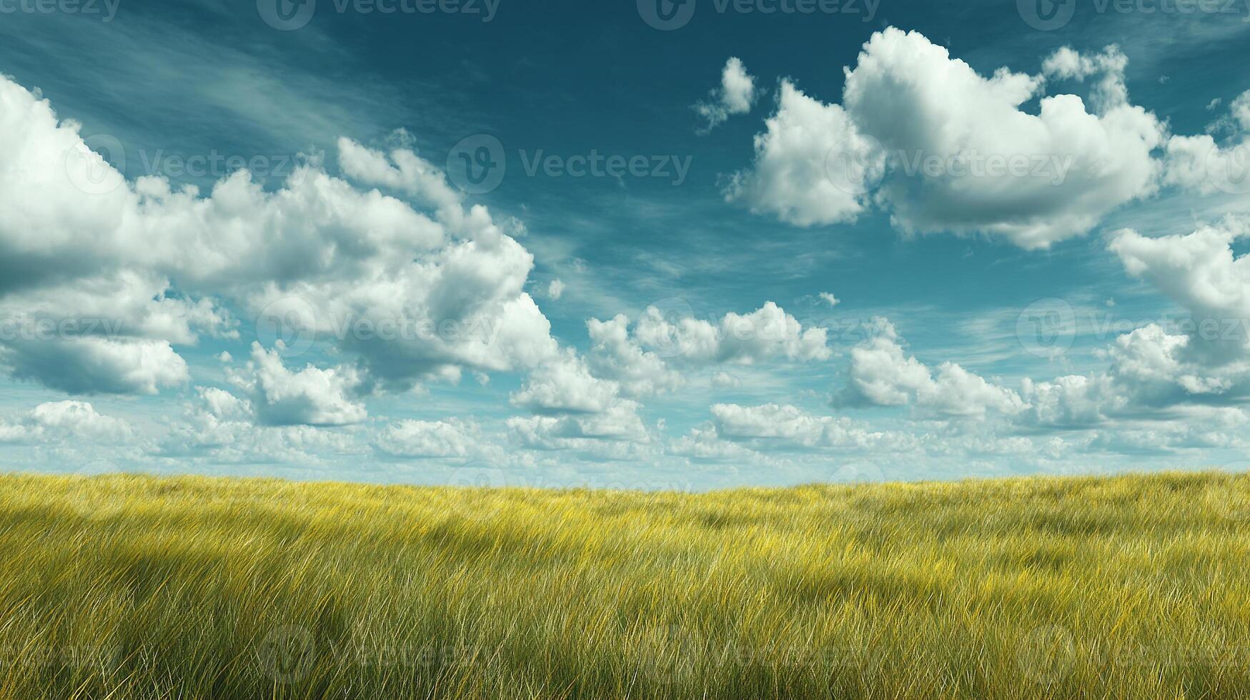 Photorealistic summer-scenery under clear blue sky photo