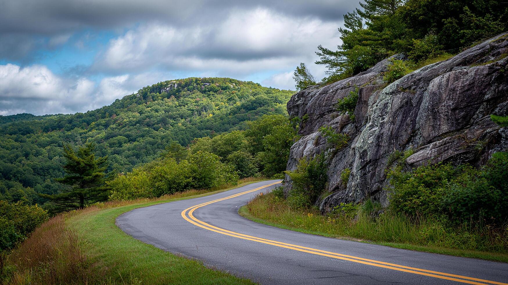 Vivid scenery image with country road below photo
