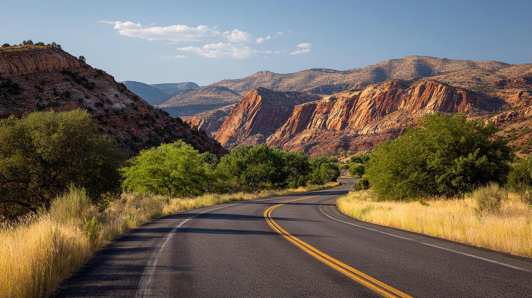 Detailed photo of countryside road and horizon