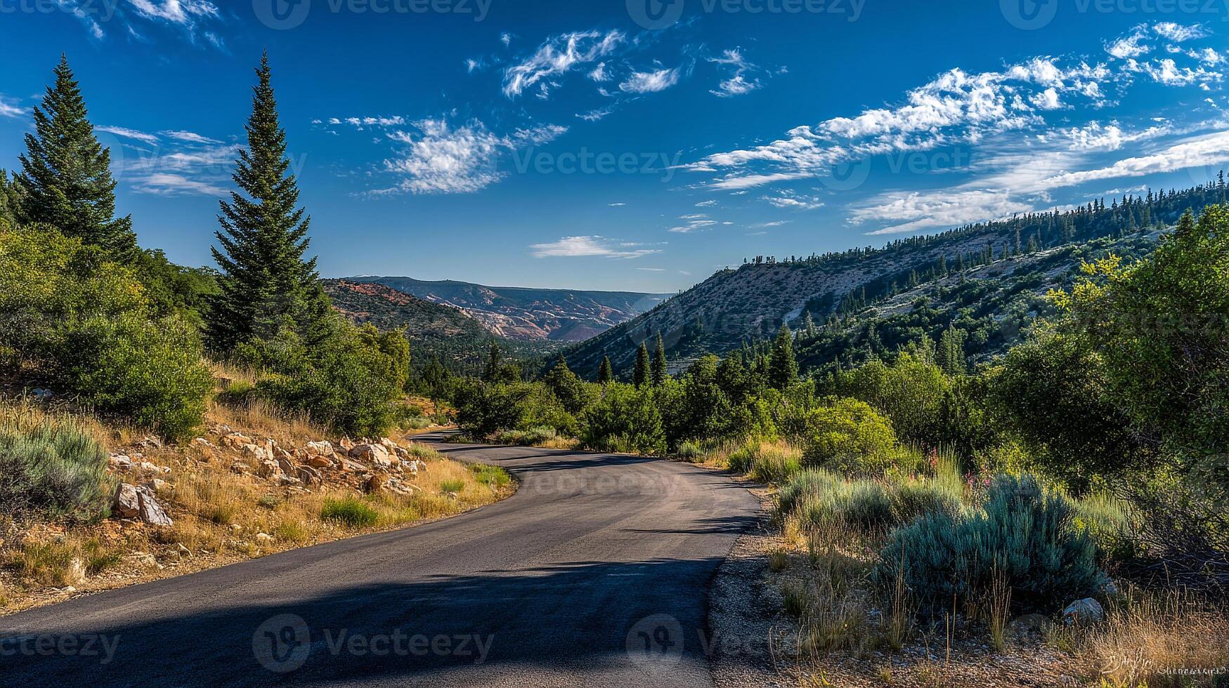 Natural road image with realistic lighting and terrain photo