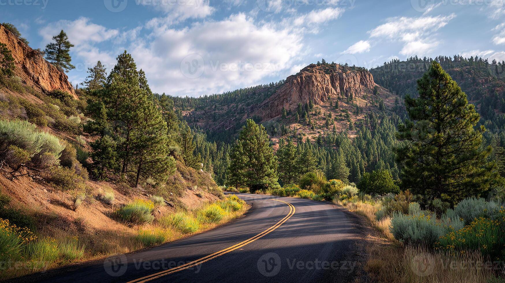 Forest trail with sharp textures and vibrant light photo