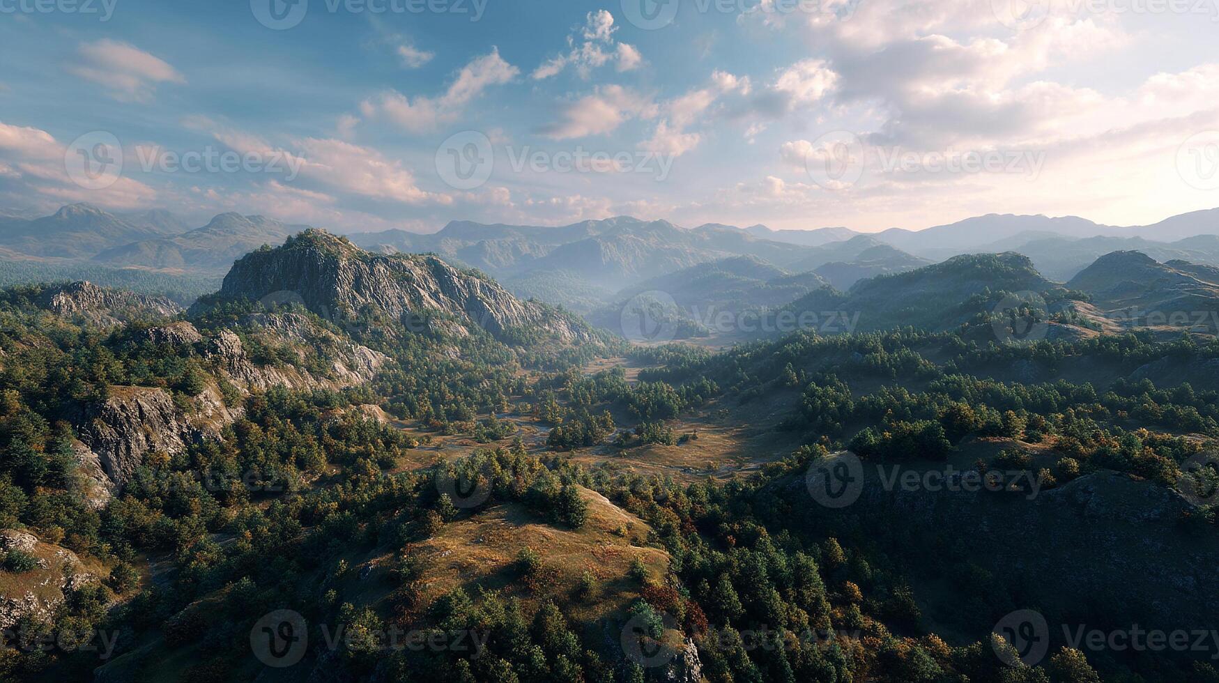 Lifelike scene of natural scenery with detailed lighting photo