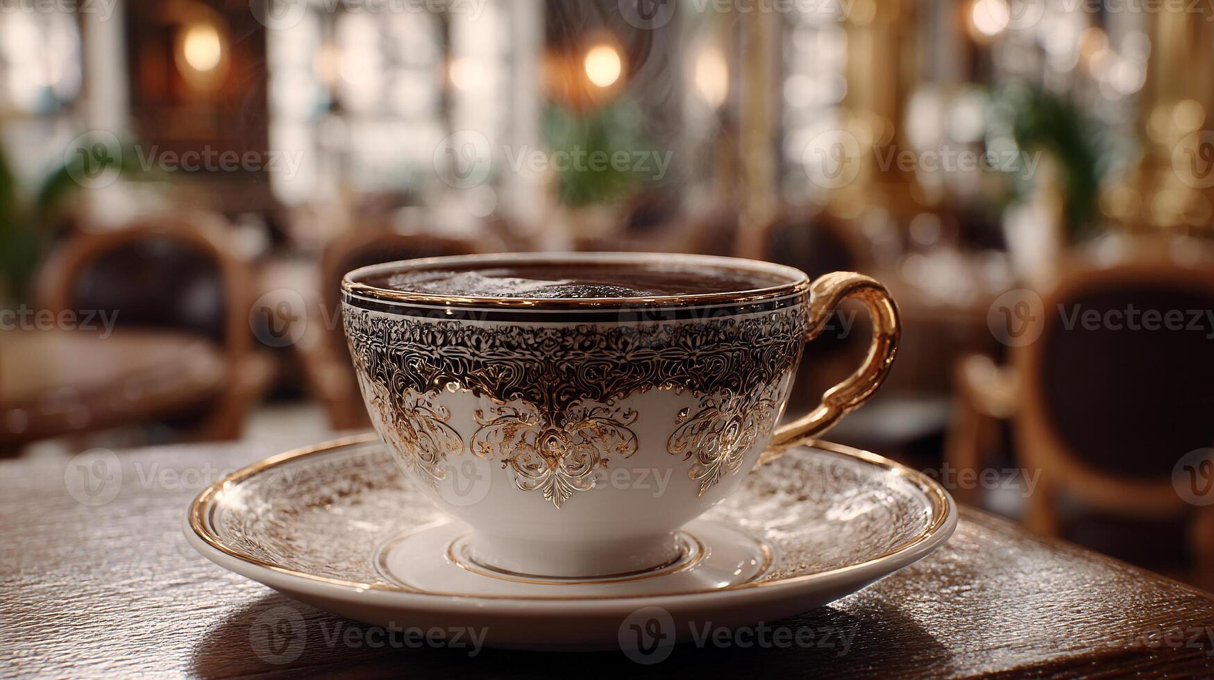 Fine interior hosting warm cappuccino moment photo