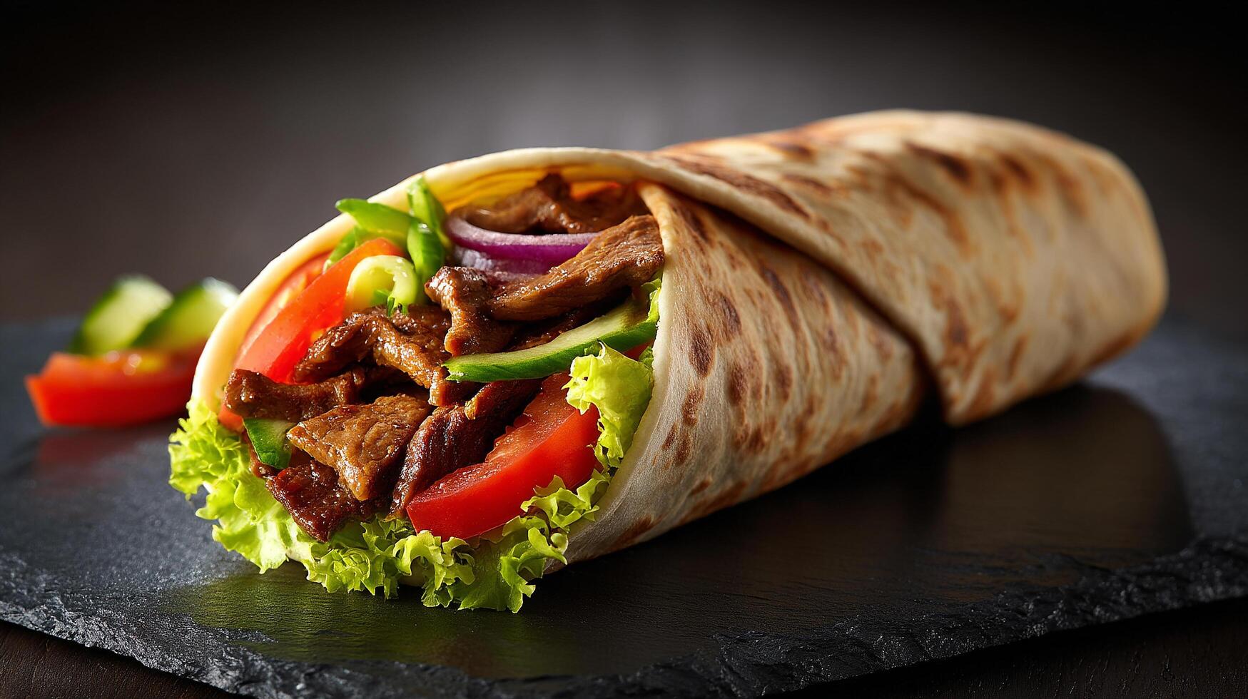 Shawarma sandwich photo with perfect presentation
