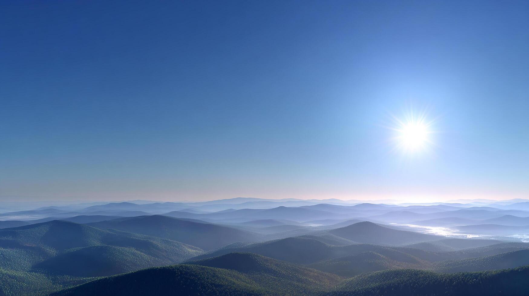 Clear blue sky photography over high detail summer scene photo