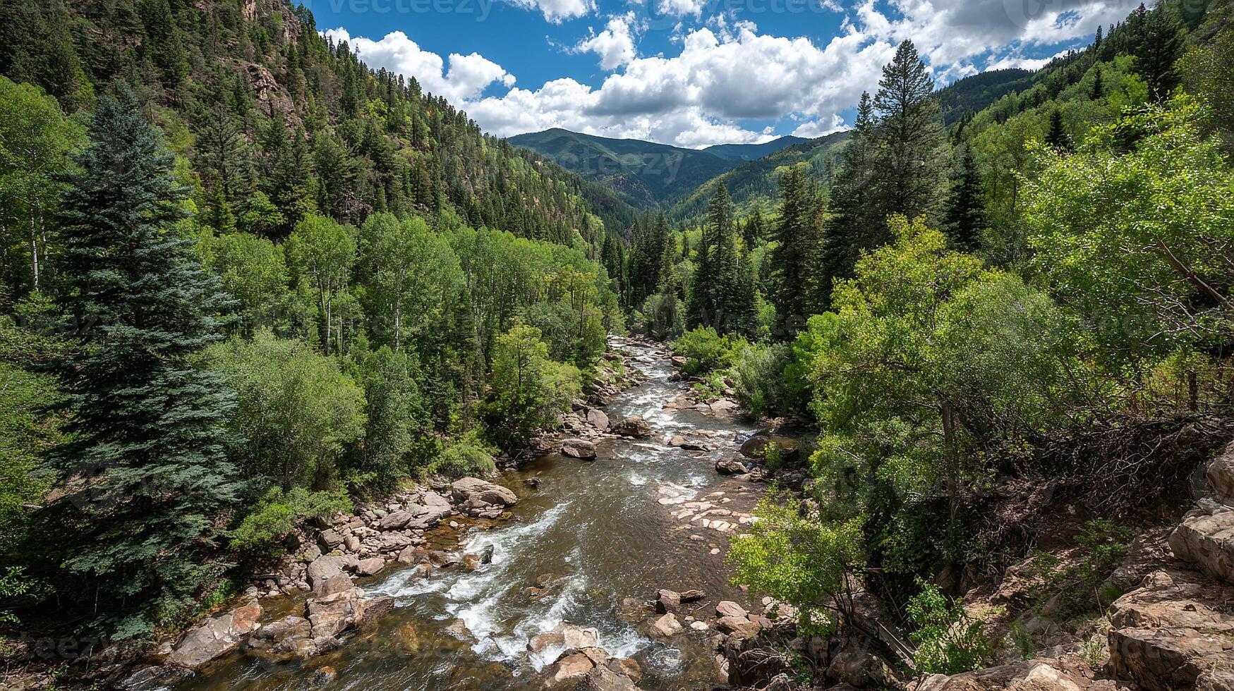 Summer landscape photography glowing under clear blue sky photo