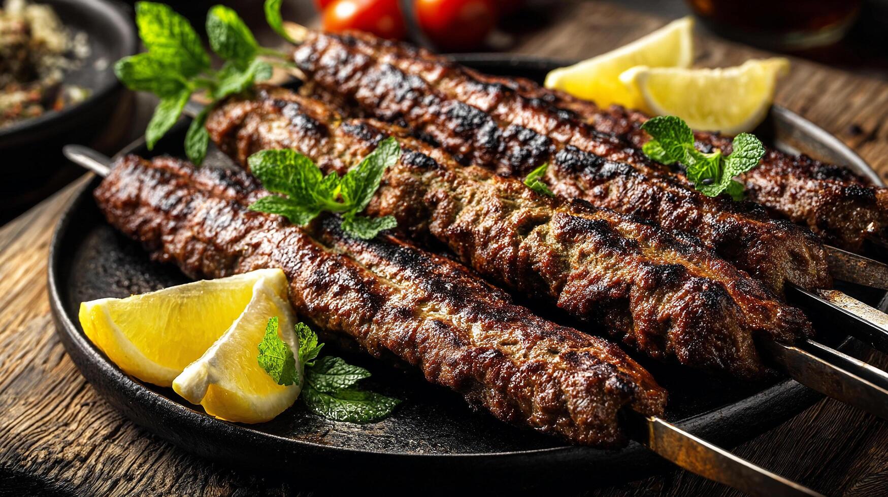 Perfectly cooked and delicious tasty kabab with juicy texture photo