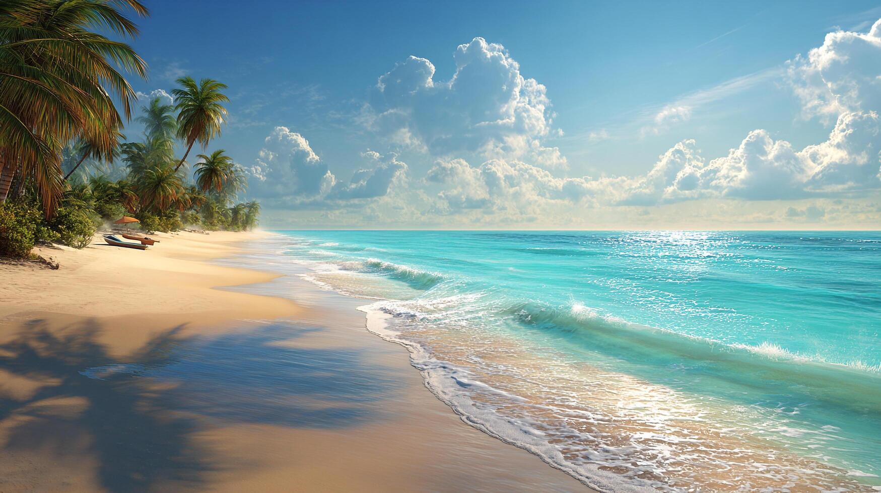 Summer sky above photorealistic sea view photo