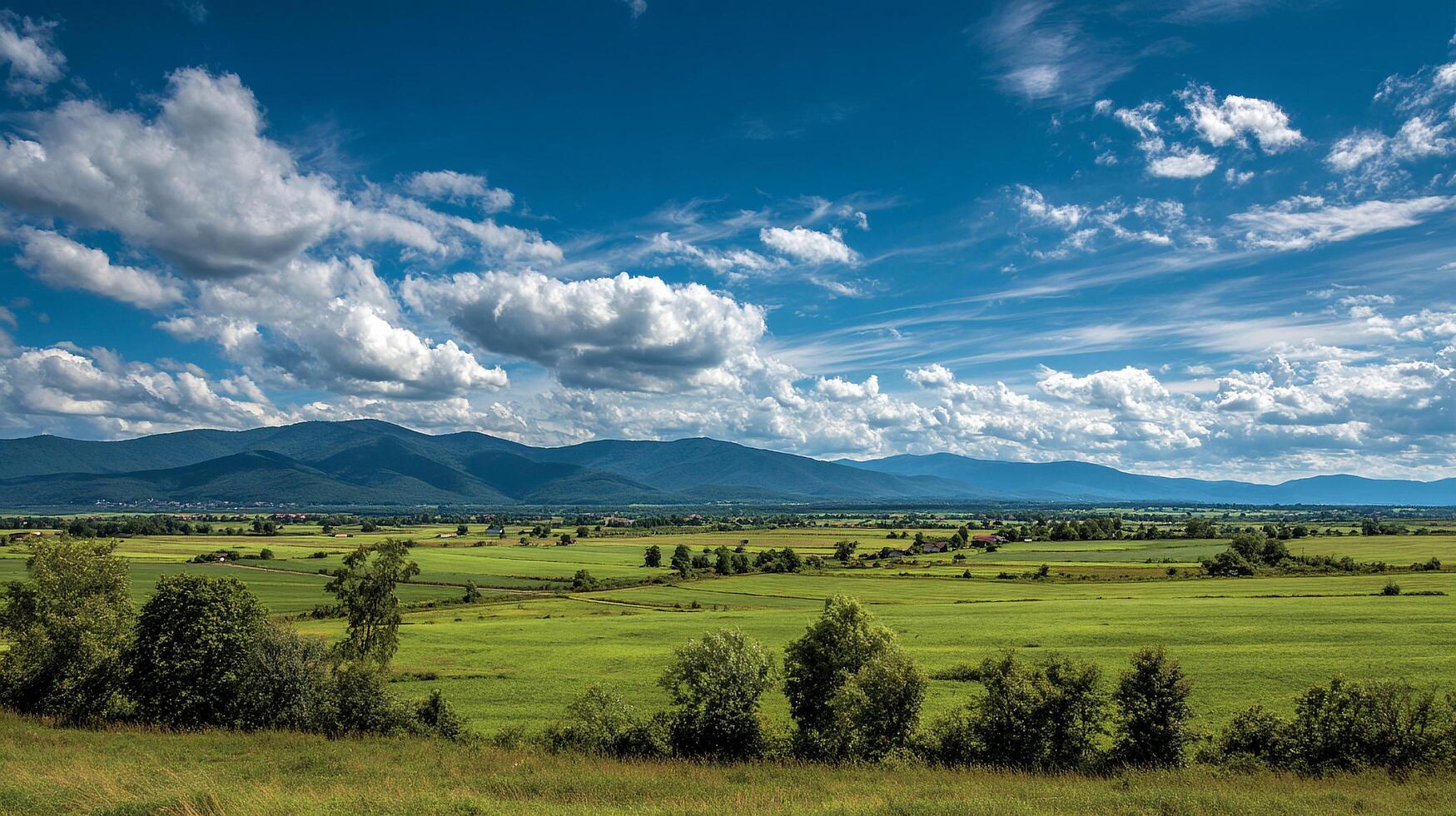 Detailed landscape scenery of summer nature with vivid green grass photo