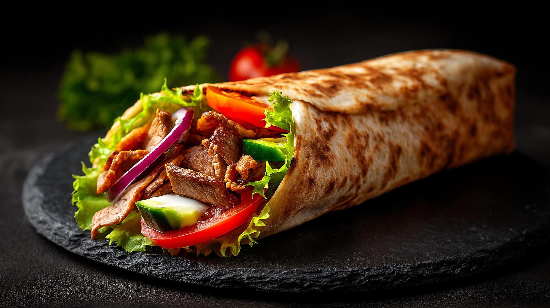 Tasty-shawarma photo in soft pita bread