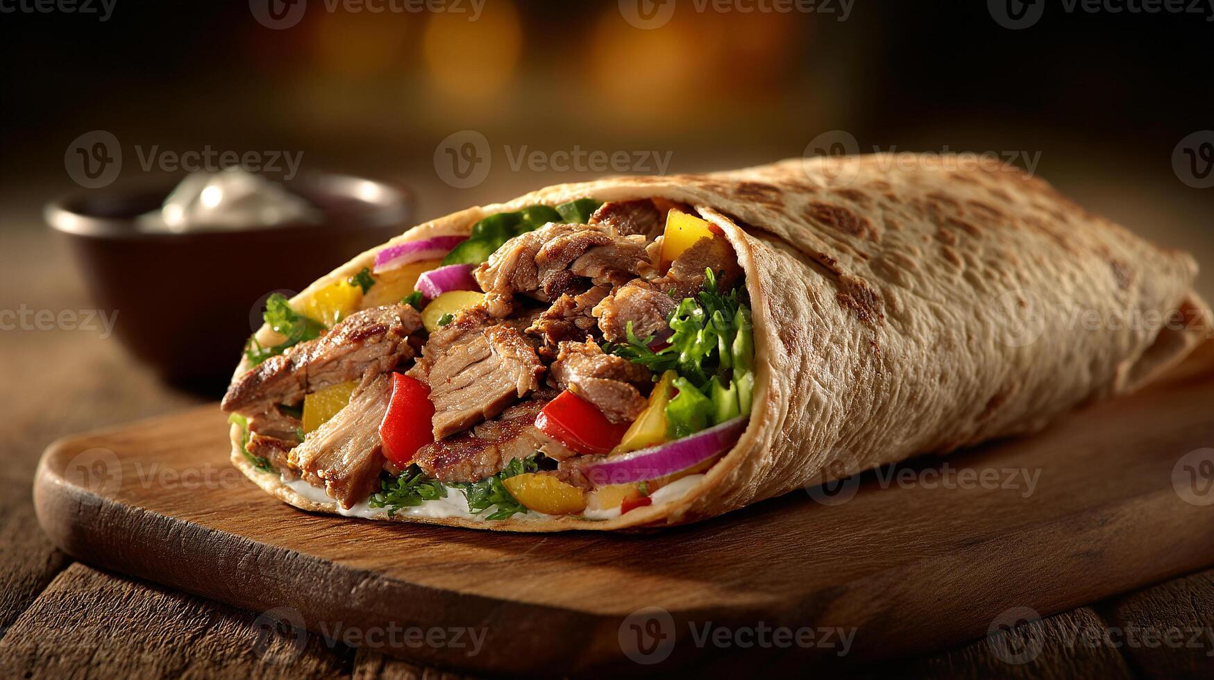 Authentic shawarma wrap photo with rich texture