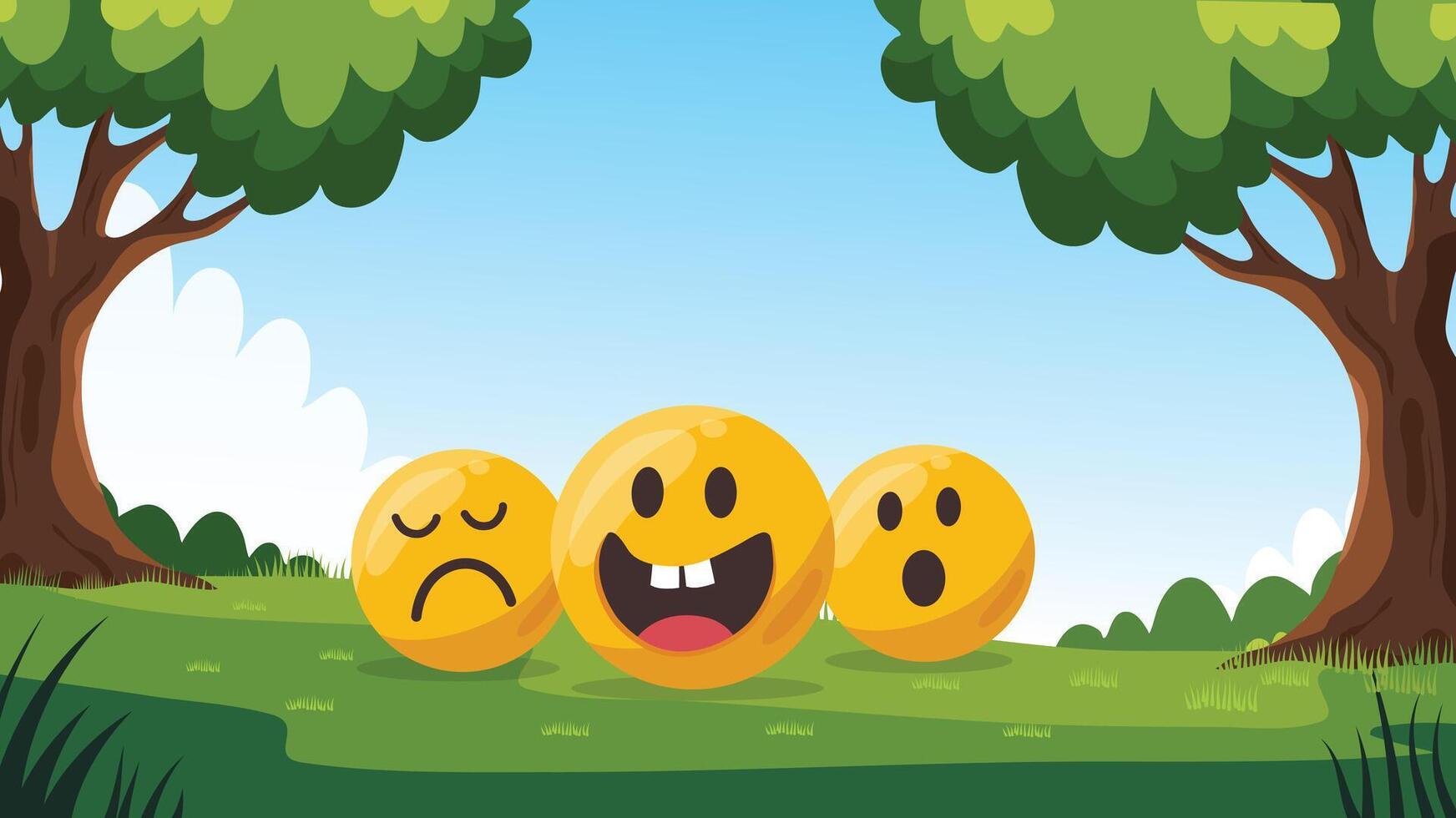 Three colorful emojis with expressions vector