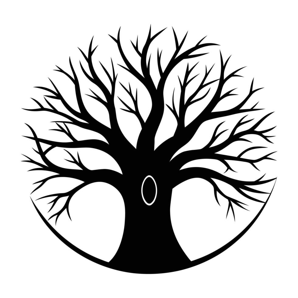 A hollow in a tree art silhouette vector