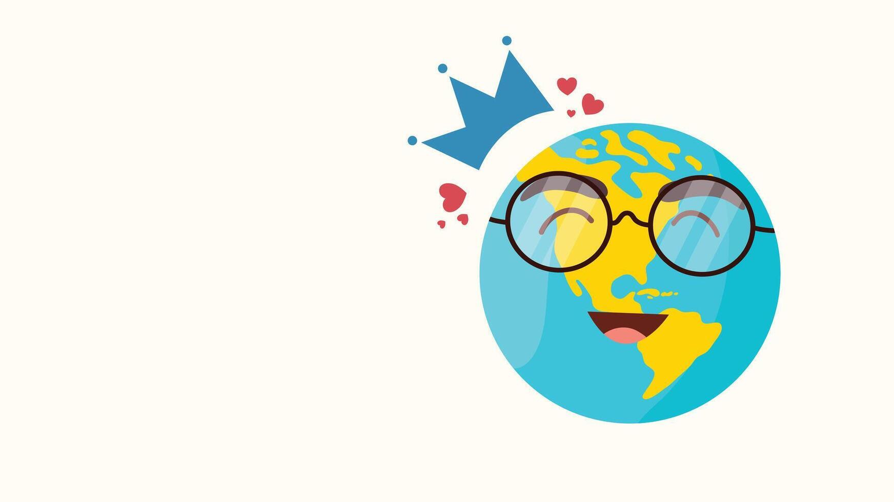 An emoji themed earth with glasses and hearts above its head representing joy and global love on emoji day vector