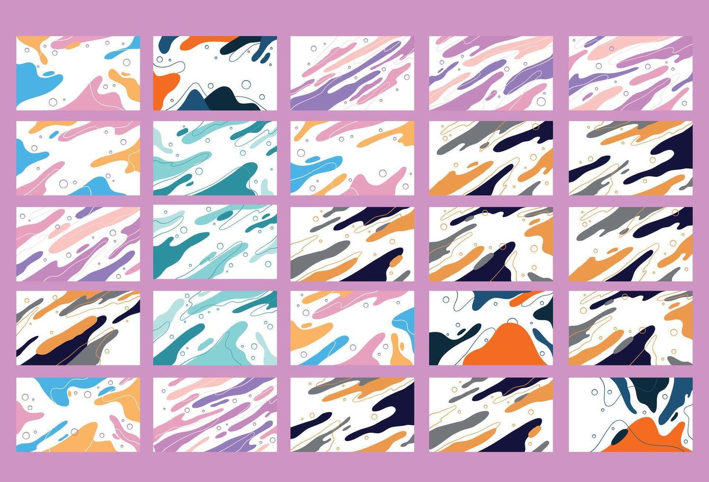 Colorful abstract artistic backgrounds featuring bold lines and fluid forms in a bright and engaging collection set vector