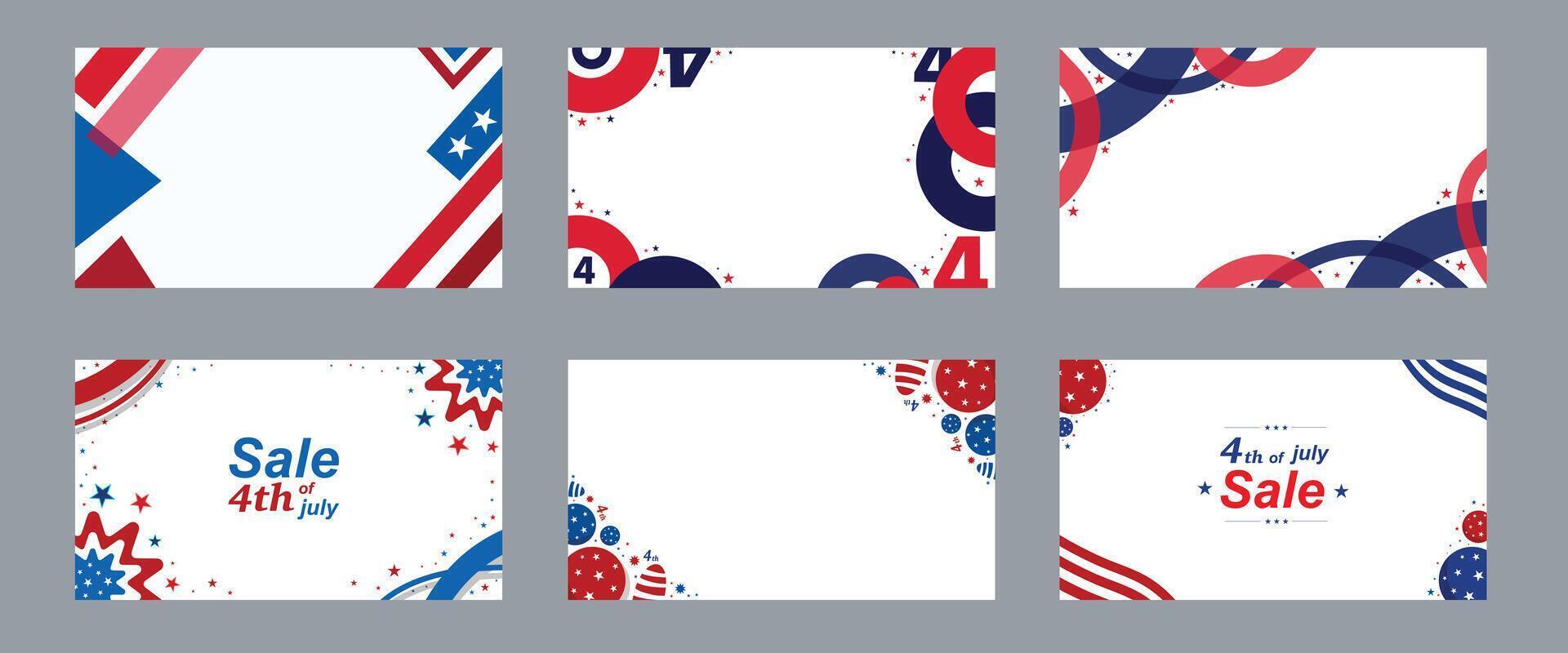 4th July Sale Background Pattern Bundle Set vector