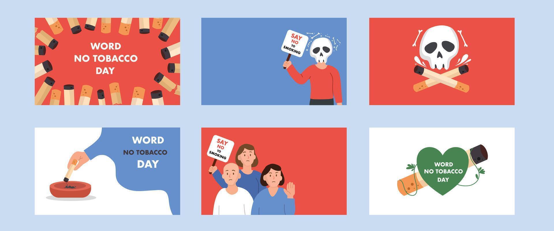 No Smoking Protest Message Graphic Bundle Set vector
