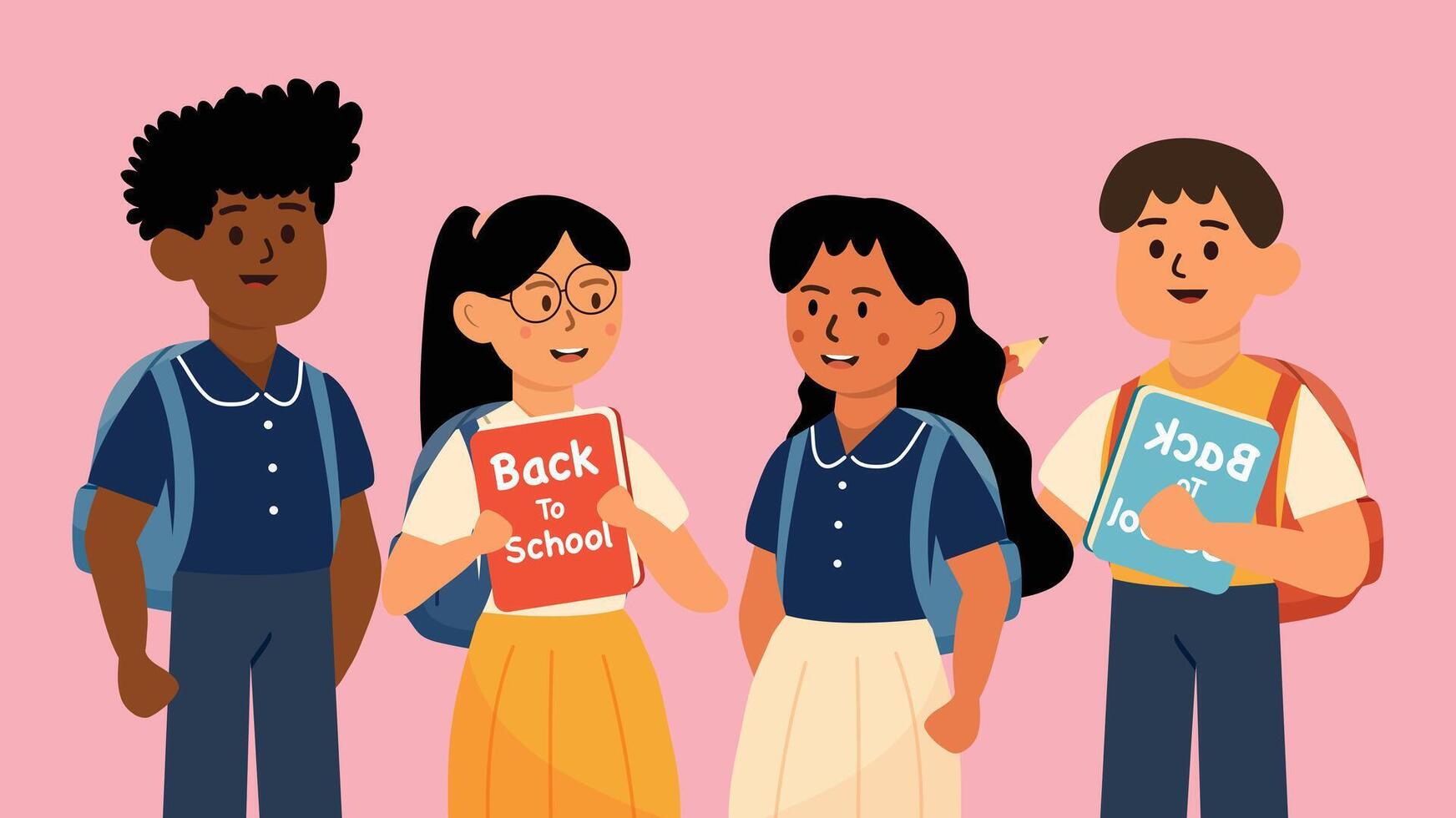 Students holding school books and smiling vector