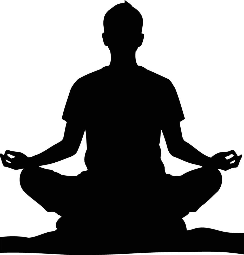 Illustration of Man Meditating with Mandala Background Representing Chakra Alignment, Zen, and Holistic Health in Artistic Design vector