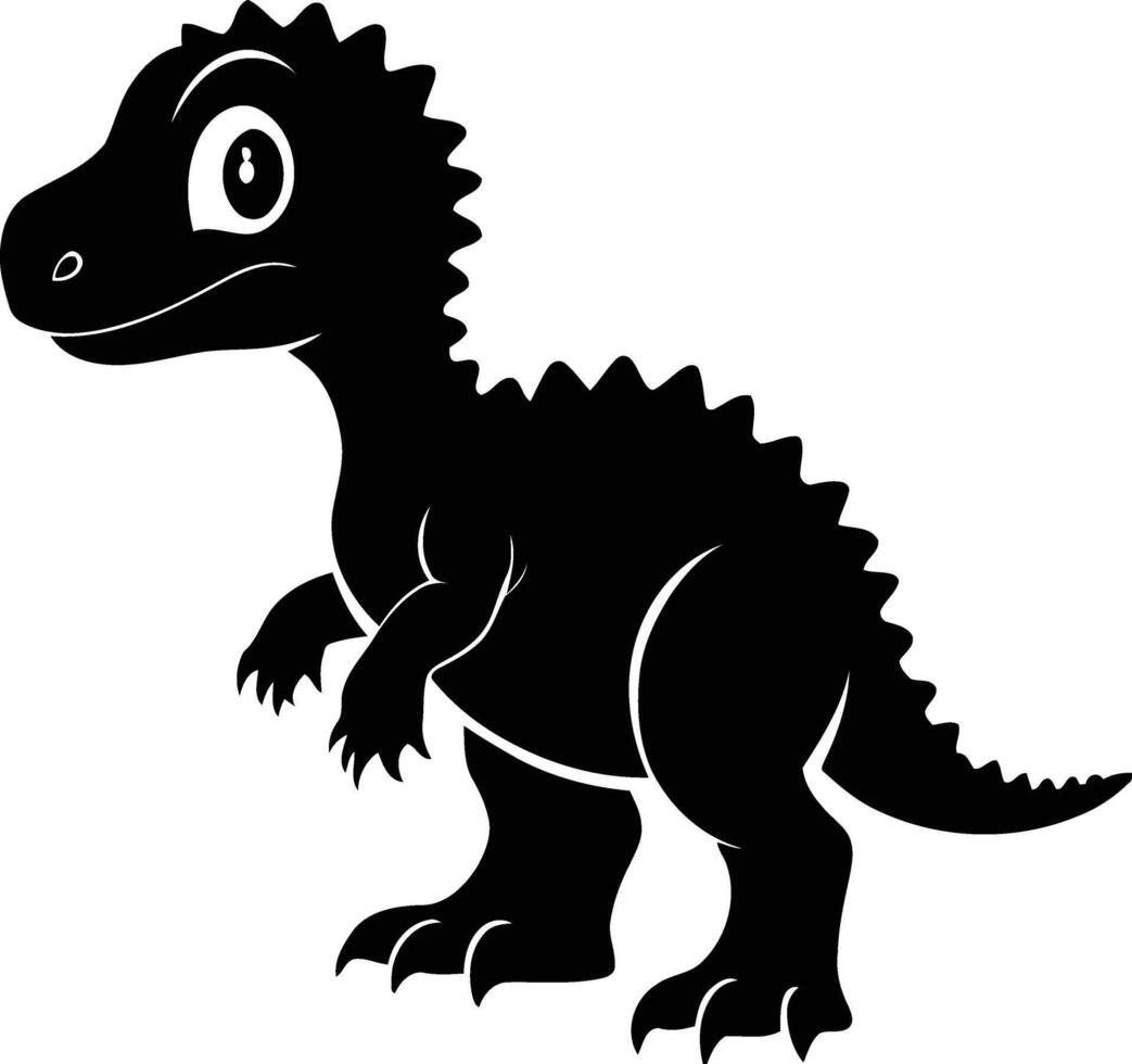 Silhouette of adorable baby dinosaur character with tiny claws perfect for childrens illustrations dinothemed toys nursery wall art or playful designs for kids graphics vector