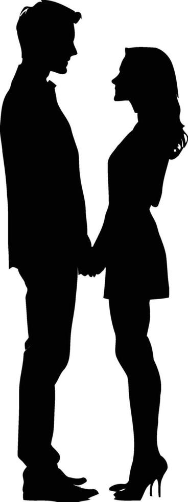 Silhouette of Couple Sharing a Tender Moment in Natural Setting, Depicting Emotional Connection, Love Story, Relationship Goals, and Intimate Bond in Art vector