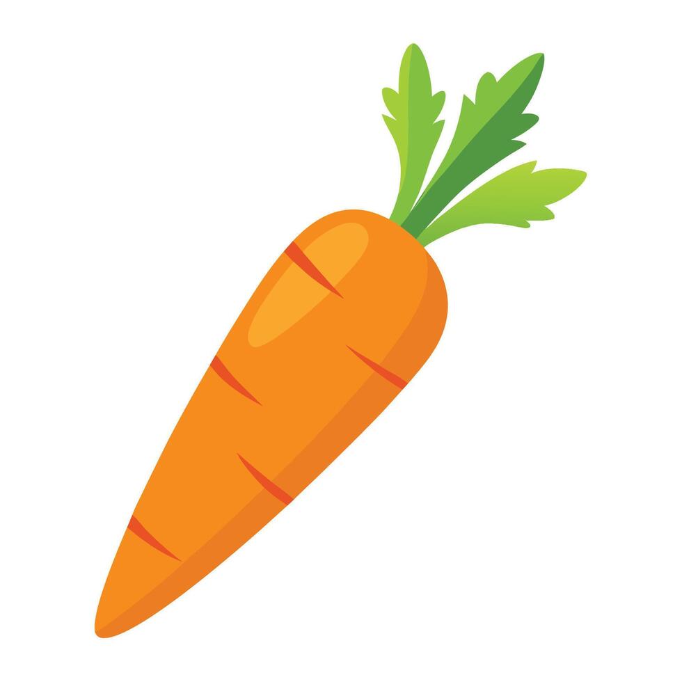 Cartoon Carrot with Green Bushy Leaves vector