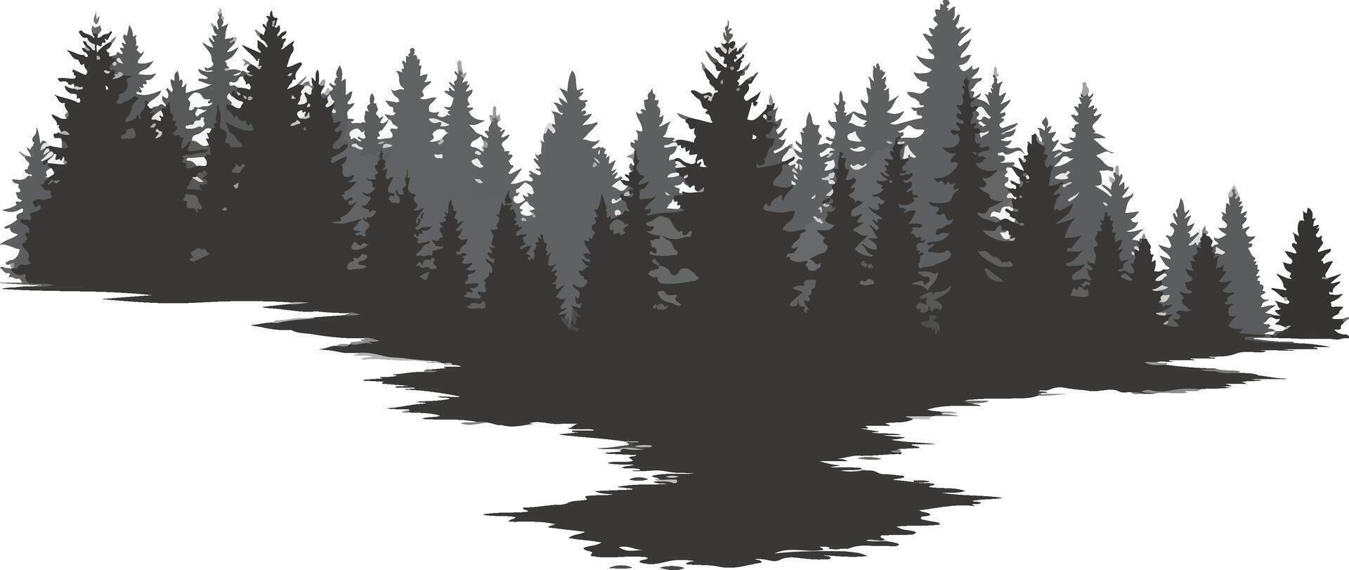 Silhouette of trees in the forest vector