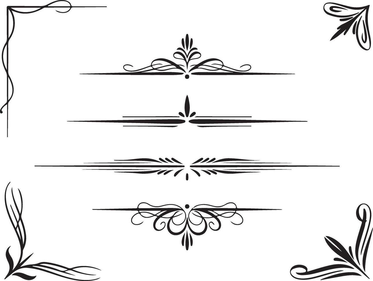 Elegant Ornamental Dividers and Corners Set vector