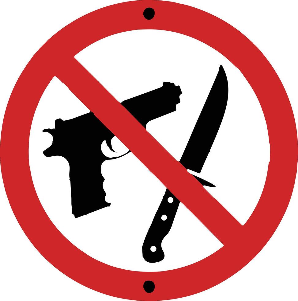 No weapons sign with a knife and gun vector