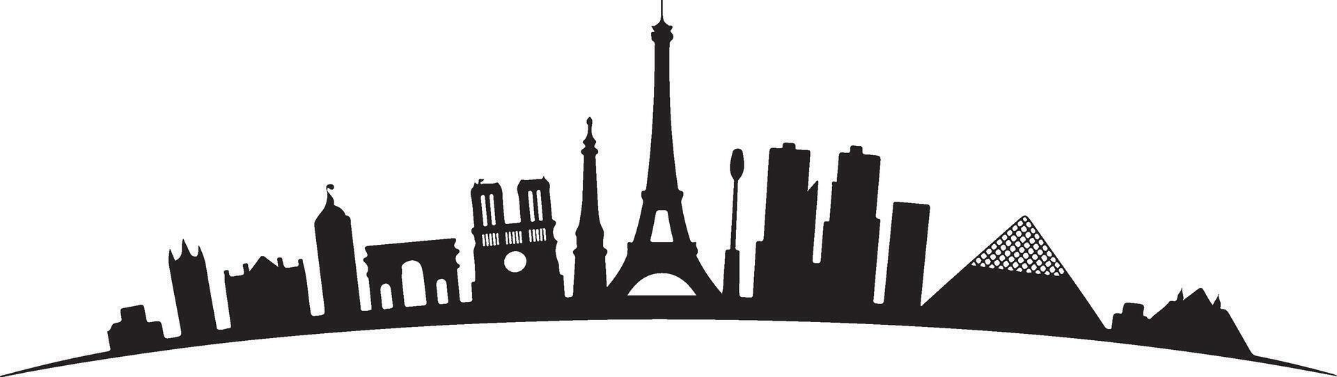 A silhouette of a city skyline with the eiffel tower in the middle vector