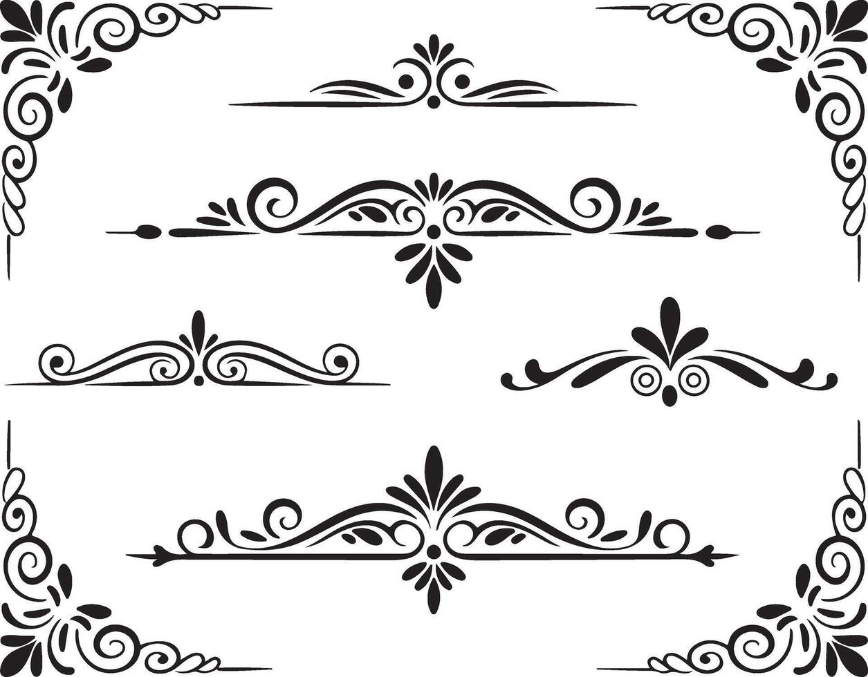 Elegant Swirl Dividers and Corner Ornaments Set vector