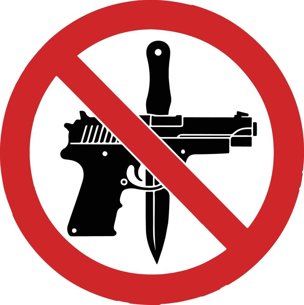 No guns sign with a knife and gun vector