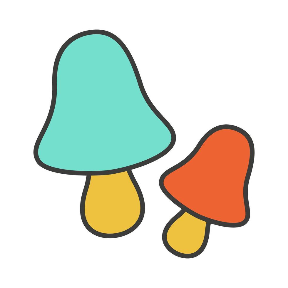 Icon of two mushrooms in blue and red vector