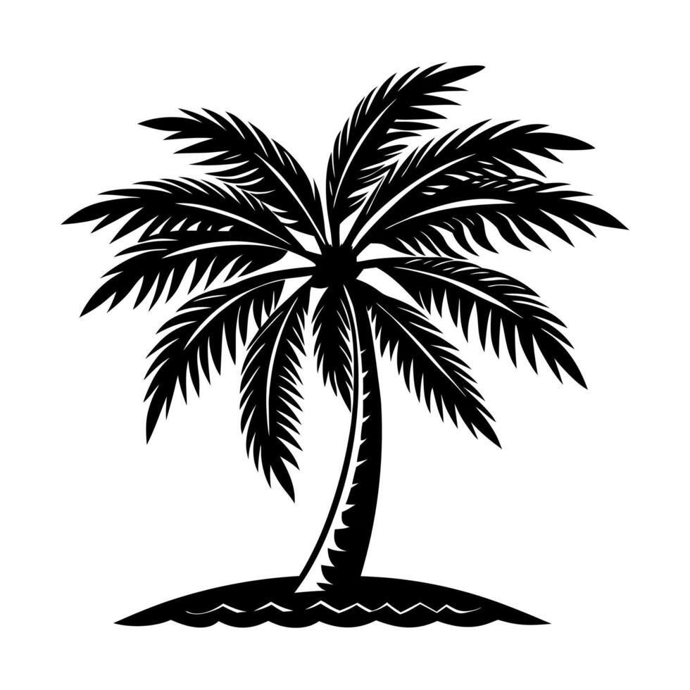 Silhouettes of tropical palm tree vector