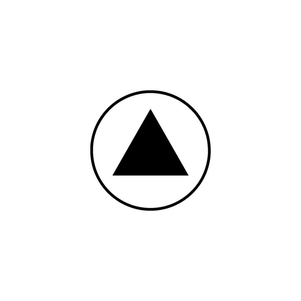 A black and white image of a triangle in a circle vector