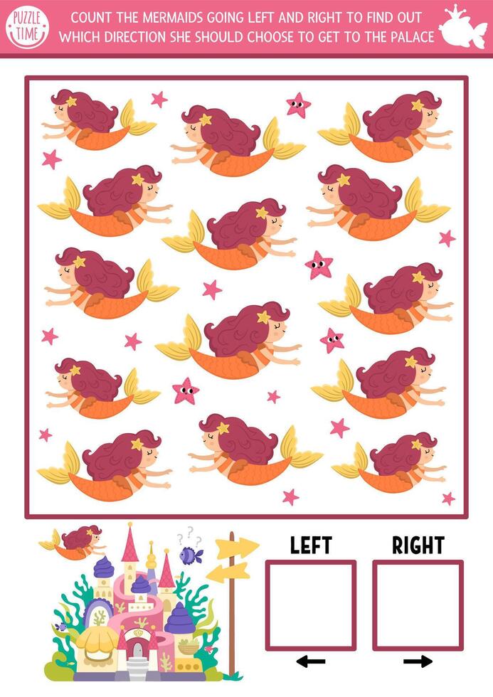 Colorful mermaids puzzle for children vector