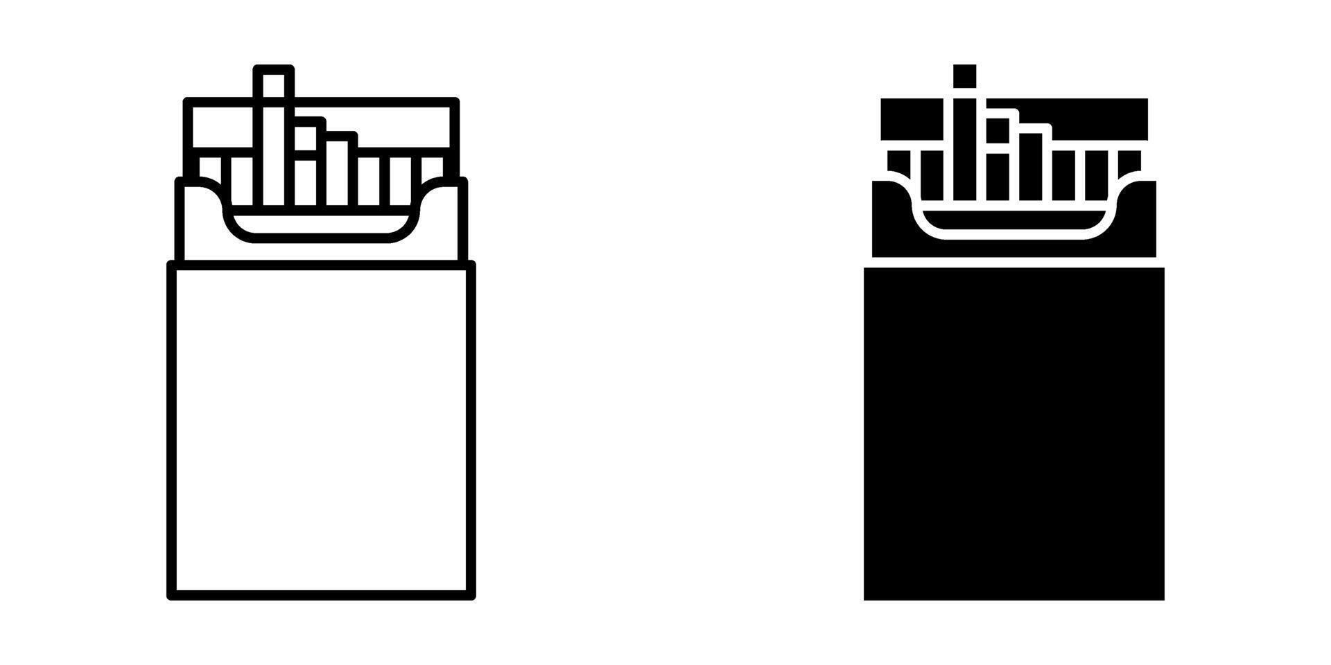 A pack of cigarettes or cigarette box Icon set Symbol isolated white background. illustration. color editable. vector