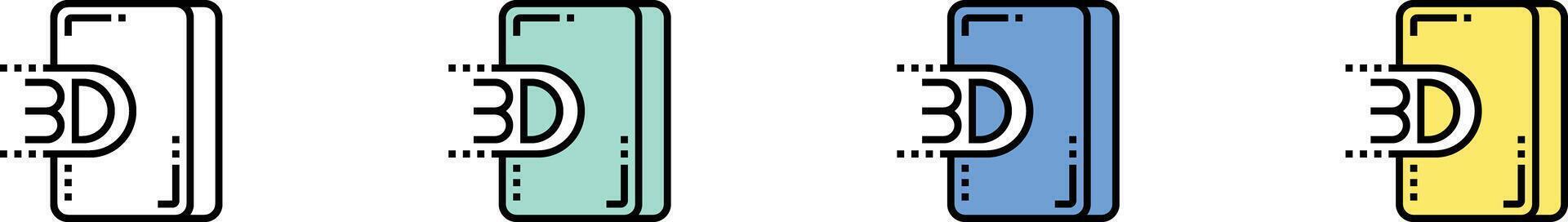 3d icon. Outline, Green, Blue and Yellow Style Design Isolated On White Background vector