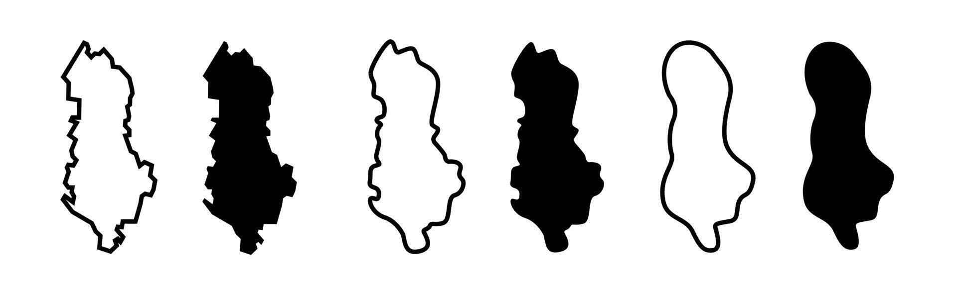Albania country map black in white graphic set. vector