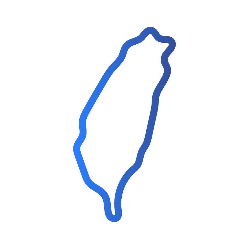 Taiwan Map in Blue line vector