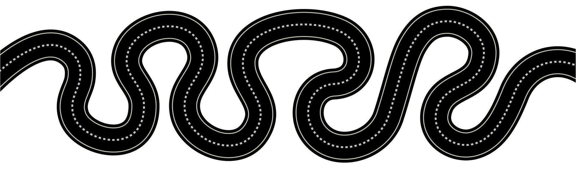 Curvy Winding Road Illustration in Black and White vector