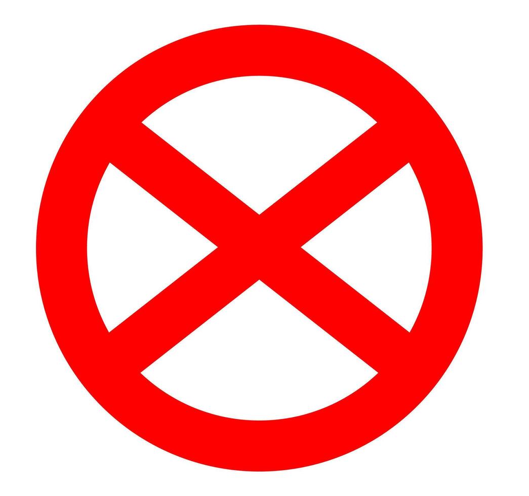 No Entry Crossed Symbol Prohibition Sign with X vector