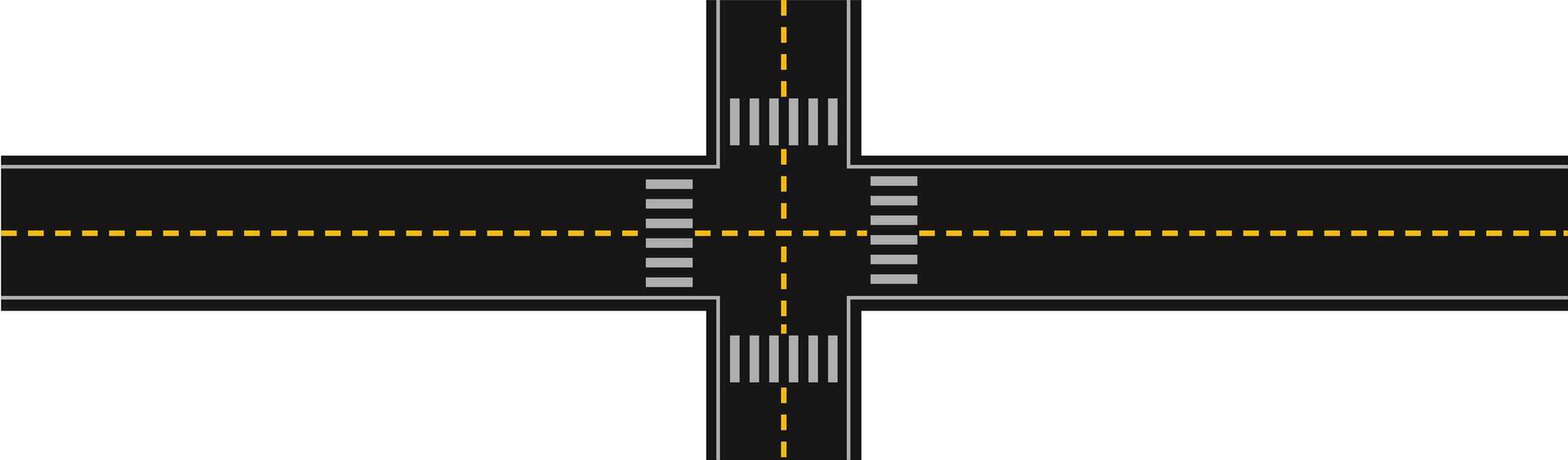 Four Way Road Intersection Top View Road Layout vector