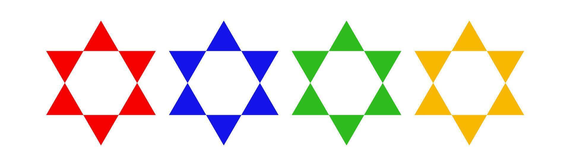 Colorful Hexagram Star Symbols Geometric Sacred Icons vector