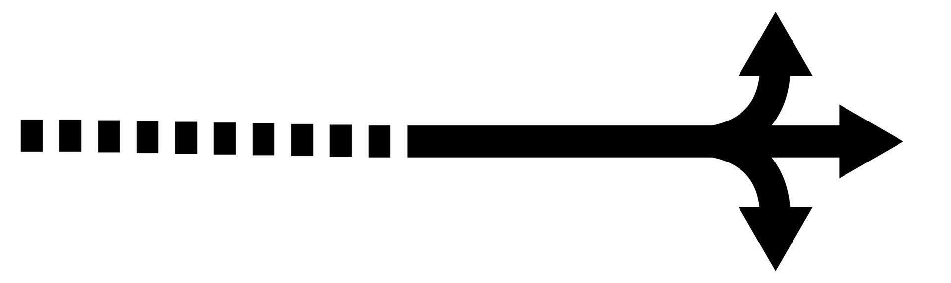 Three Way Arrow with Dotted Lane VectorRAD SIGN vector