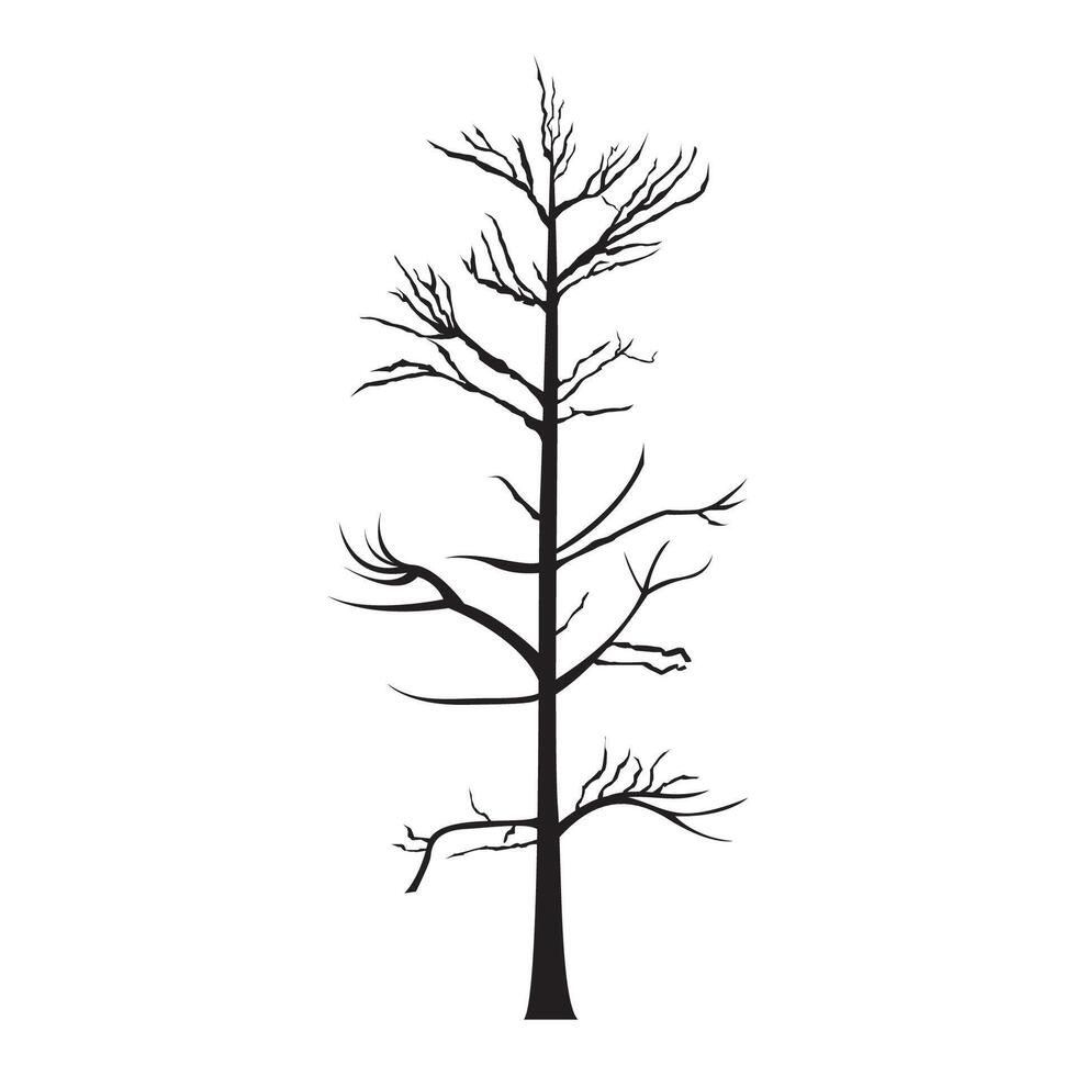 Tree Line Art in Black Silhouette vector